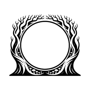 Mystical Forest Frame Tribal Roots, Glowing Mushrooms vector