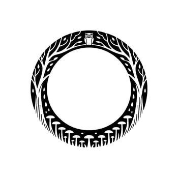 Tribal Owl Emblem, Circular, Mystical Symbol vector