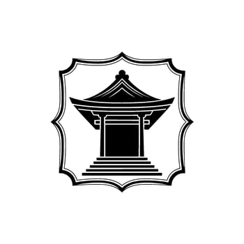 Elegant Japanese Pagoda Emblem, Minimalist - Geometric vector