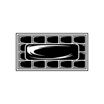 Minimalist Tombstone Silhouette, Brick Border Illustration vector