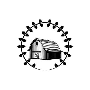 Rustic Barn Illuminated by Vintage String Lights vector