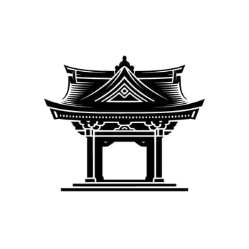 Japanese Pagoda Emblem, Minimalist Illustration vector