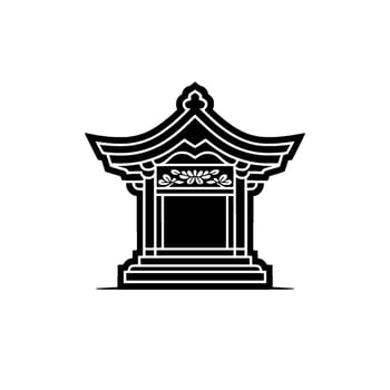 Elegant Japanese Pagoda Silhouette, Minimalist, Traditional vector