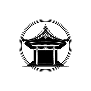 Elegant Thai Pavilion Emblem, Minimalist, Thailand vector