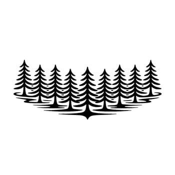 Minimalist Forest Silhouette, Tranquil Wilderness Emblem, Trees vector