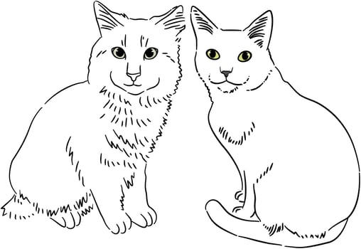 Black White Sketch of Cat Dog vector