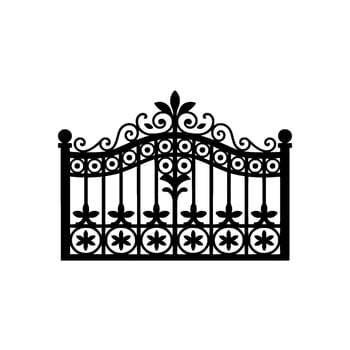 Intricate Black Iron Gate, Elegant Silhouette vector