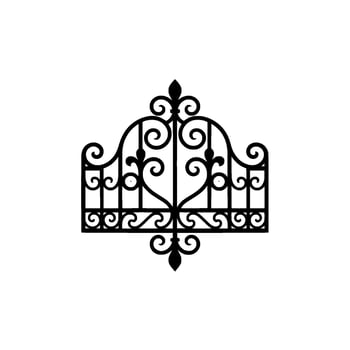 Intricate Black Wrought Iron Gate Silhouette vector
