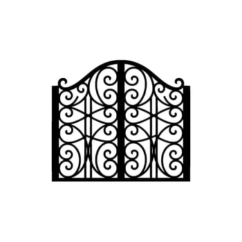 Elegant Black Iron Gate Silhouette, Minimalist vector