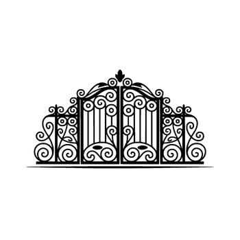 Intricate Black Iron Gate Elegant Entrance vector