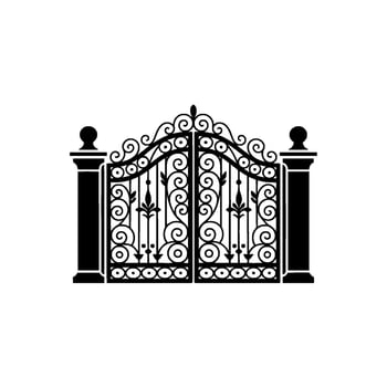 Intricate Black Gate, Elegant, Vintage Style vector