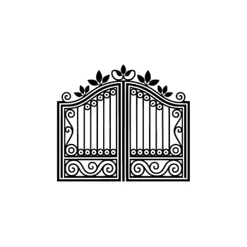Elegant Black Metal Gate, Intricate Floral vector