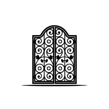 Intricate Black Iron Gate, Elegant Portal, Vintage vector