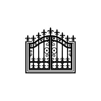 Intricate Black Metal Gate, Gothic Elegance vector
