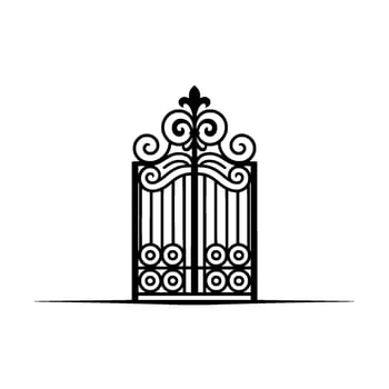Elegant Black Gate, Symbolic Entrance, Vintage vector
