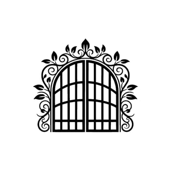 Ornate Black Gate, Floral Border, Vintage Illustration vector