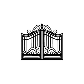 Ornate Black Gate, Elegant Entrance, Vintage vector