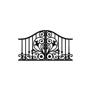Ornate Black Metal Gate, Vintage Elegance vector