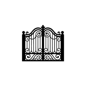 Intricate Black Gate, Elegant Silhouette, Vintage vector