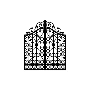 Intricate Black Ornamental Gate, Vintage Elegance, Floral vector