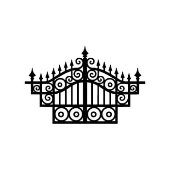 Intricate Black Iron Gate, Elegant Silhouette, Ironwork vector