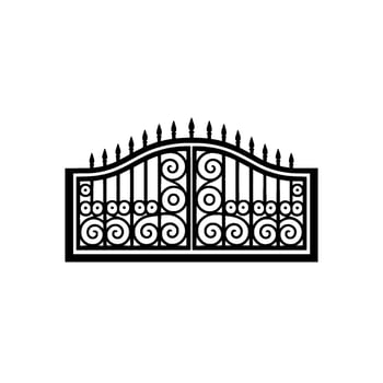 Elegant Black Iron Gate Silhouette, Shadow Play vector