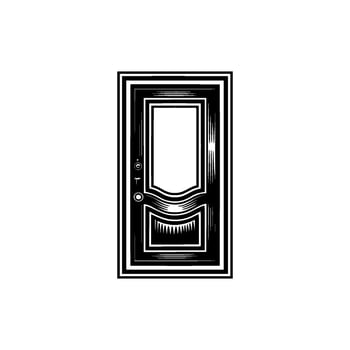 Geometric Doorway, Minimalist Black White Illustration vector