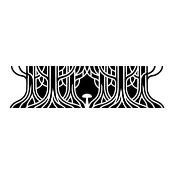Intricate Forest Border, Stylized Mushroom Motif, Ornamental vector