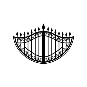 Intricate Black Iron Gate, Gothic Style, Symbolic Barrier vector
