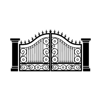 Intricate Black Ornamental Gate, Vintage Elegance, Ironwork vector