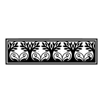 Stylized Black White Tree Border, Vintage vector