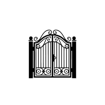 Elegant Black Iron Gate, Vintage Style vector