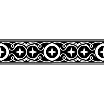 Intricate Black and White Border Ornament, Medieval Style, Pattern vector