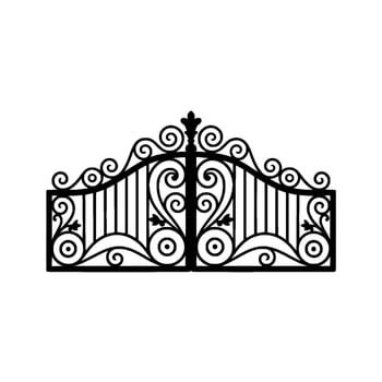 Intricate Black Iron Gate, Elegant Silhouette, Ornamental vector