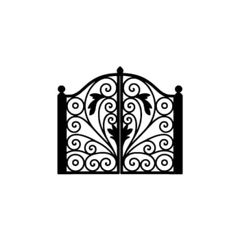 Intricate Black Iron Gate, Elegant Floral vector