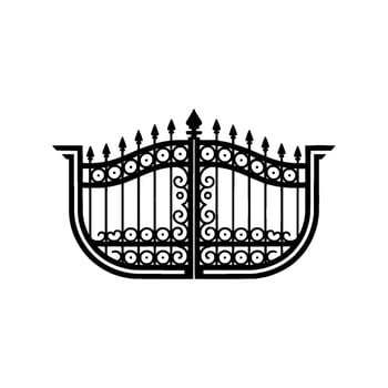 Intricate Black Iron Gate, Vintage Elegance, Ironwork vector