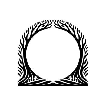 Mystical Forest Frame, Organic Ornamentation, Symbolic Border vector