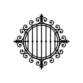 Intricate Black Metal Window Ornament, Vintage Style vector