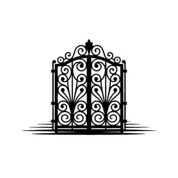 Intricate Black Iron Gate, Elegant Portal vector