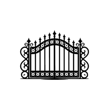 Elegant Black Iron Gate, Vintage Style, Symbolic Barrier vector