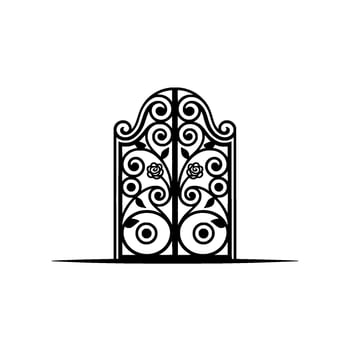 Intricate Black Ornamental Gate, Vintage Elegance - Floral vector