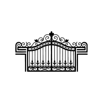 Ornate Black Gate, Vintage Elegance, Symbolic Entrance vector