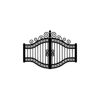 Elegant Black Metal Gate, Intricate Swirls, Vintage Style vector