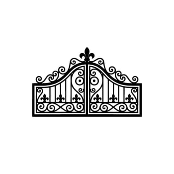 Ornate Black Iron Gate, Elegant Entrance vector