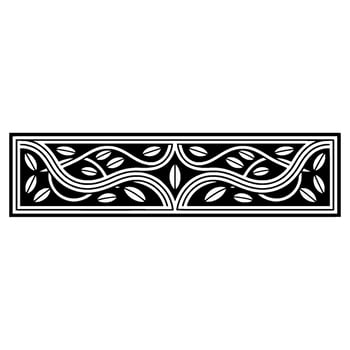 Geometric Leaf Border, Elegant Black and White vector