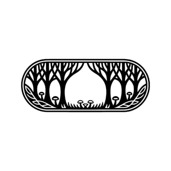 Stylized Forest Silhouette, Organic Emblem, Tranquil Woodland vector