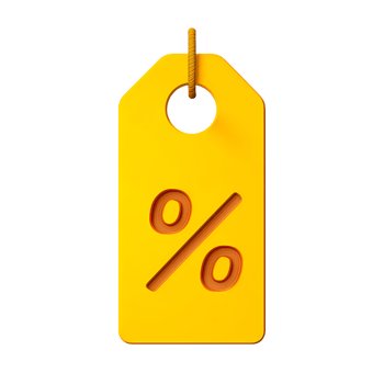 Yellow Percentage Tag with String on Transparent Background yellow percentage png