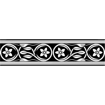 Intricate Black Floral Border, Medieval Style - Ornament vector