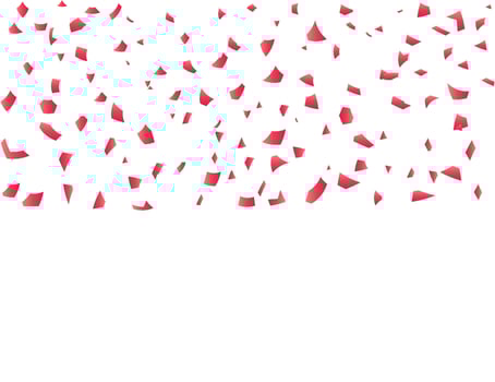 Vibrant Red Confetti Falling on White Background with Celebration Effect. vector