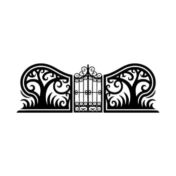 Ornate Black Garden Gate, Intricate, Elegant Entrance vector